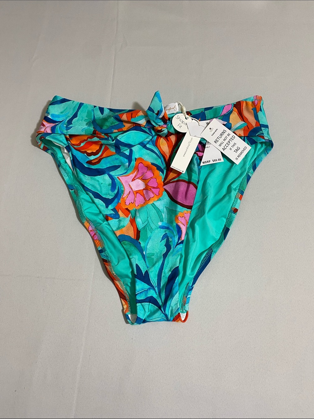 SUNSHINE 79 Polynesia Tropics Hi-Rise Sash Bikini Bottom Women's Size 12